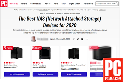 AS5202T, “The Best NAS Devices for 2019”. PCMag, 2019.