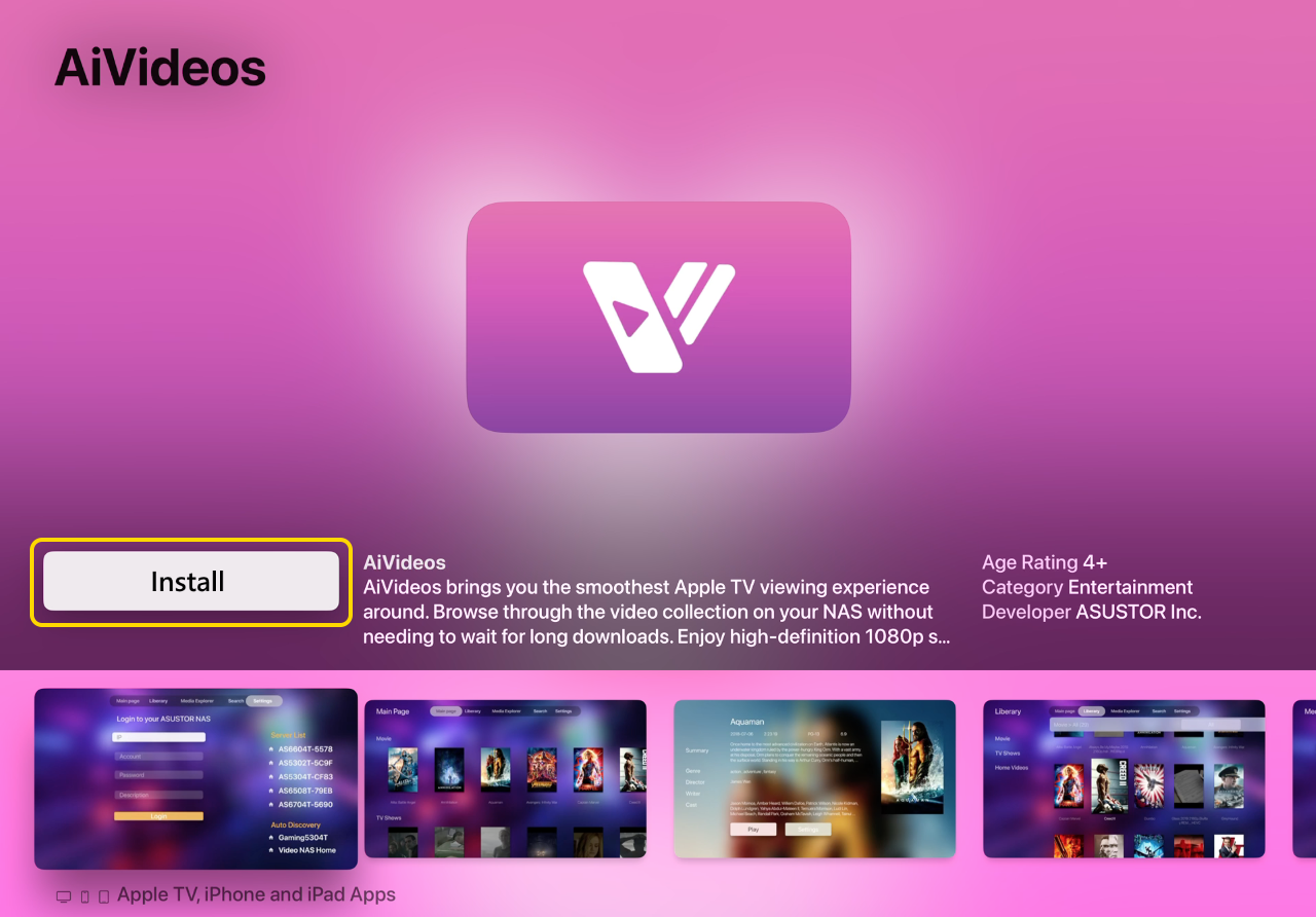 use AiVideos Apple TV - NAS